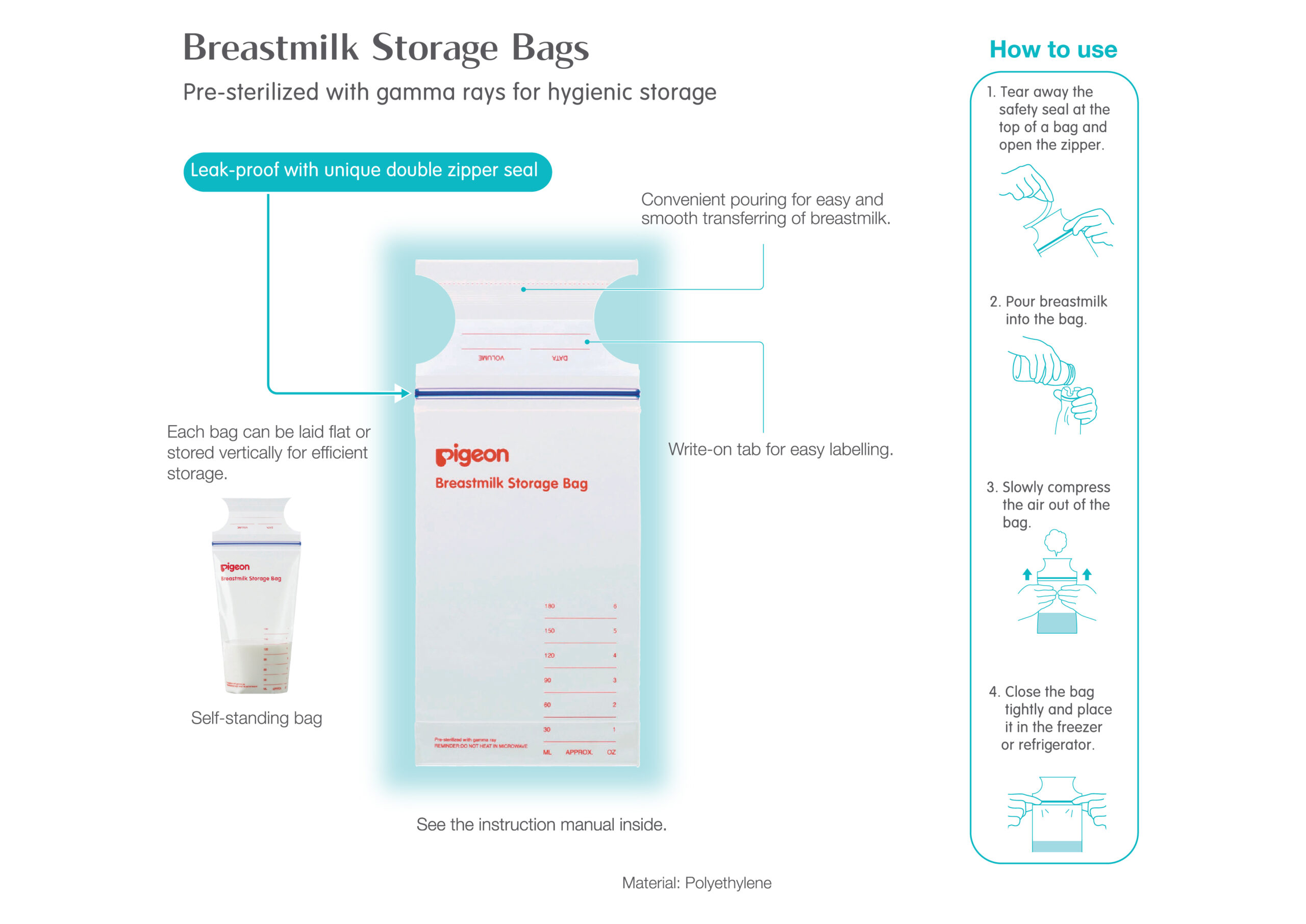 Pigeon Breastmilk Storage Bags 25’S Kinderia Malaysia